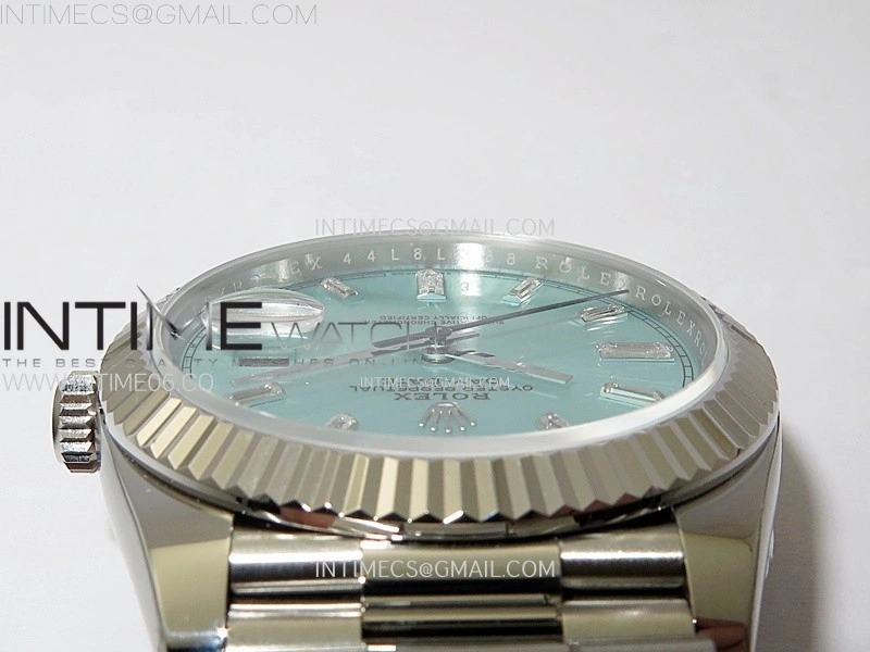 Day Date 228236 40mm 904L SS 1:1 AR+F Best Edition Ice Blue Dial T Diamonds Markers on SS President Bracelet SA3255