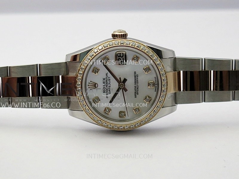 DateJust 31mm 904L SS RG AR+F Best Edition White MOP Dial Diamond Marker On 904L SS RG Oyster Bracelet A2236
