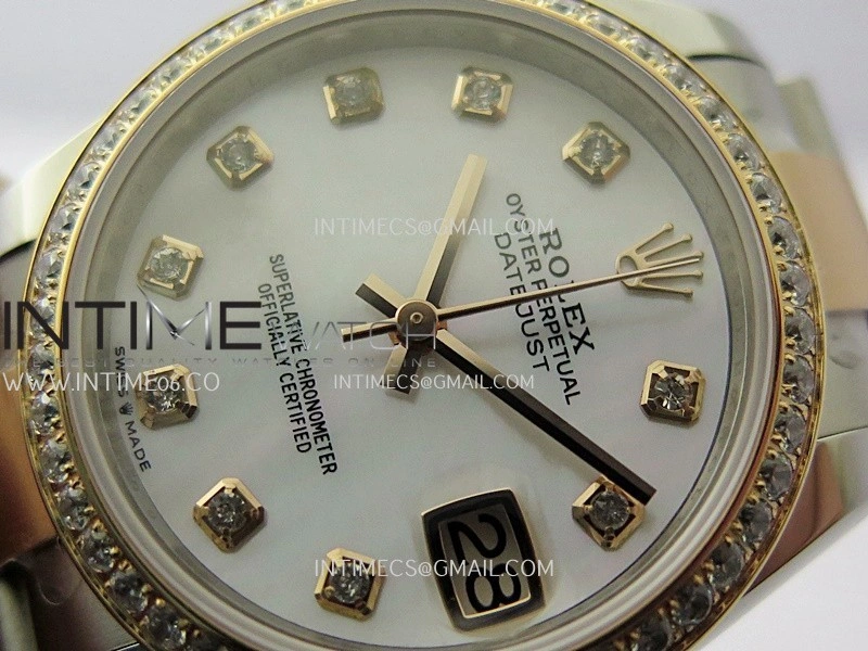 DateJust 31mm 904L SS RG AR+F Best Edition White MOP Dial Diamond Marker On 904L SS RG Oyster Bracelet A2236