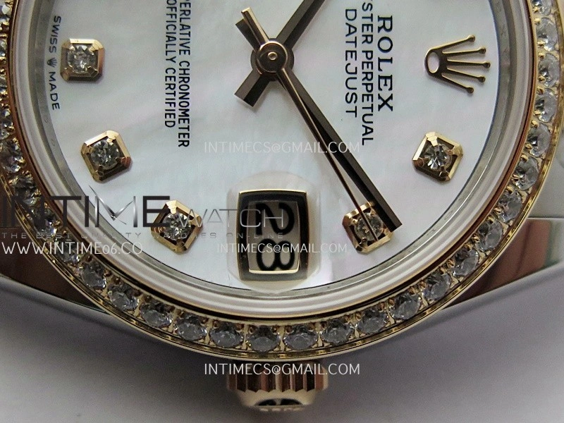 DateJust 31mm 904L SS RG AR+F Best Edition White MOP Dial Diamond Marker On 904L SS RG Oyster Bracelet A2236
