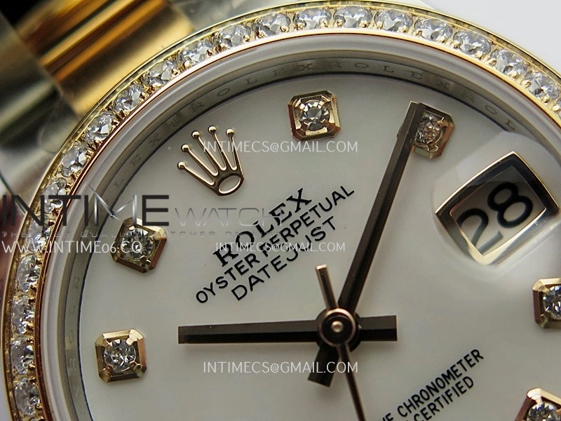 DateJust 31mm 904L SS RG AR+F Best Edition White MOP Dial Diamond Marker On 904L SS RG Oyster Bracelet A2236