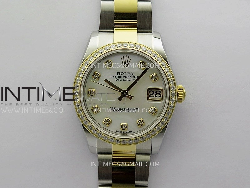 DateJust 31mm 904L SS YG AR+F Best Edition White MOP Dial Diamond Marker On 904L SS YG Oyster Bracelet A2236