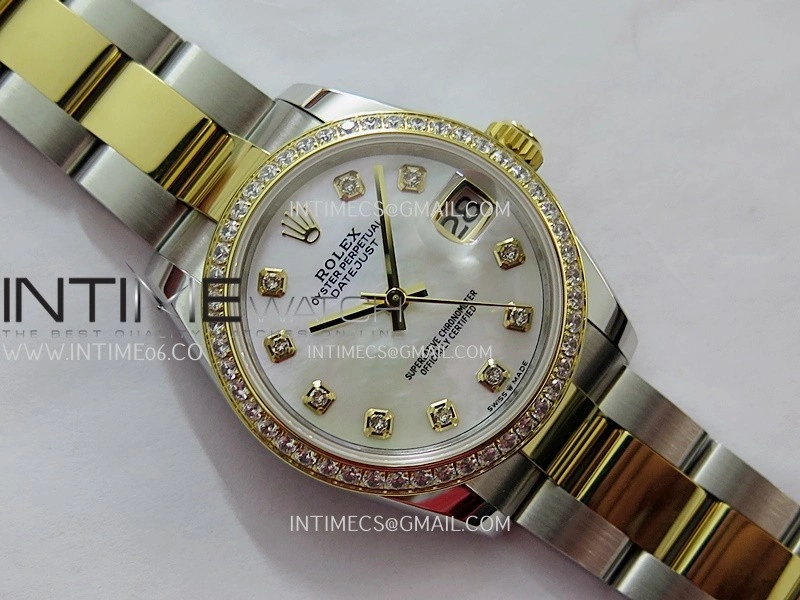 DateJust 31mm 904L SS YG AR+F Best Edition White MOP Dial Diamond Marker On 904L SS YG Oyster Bracelet A2236