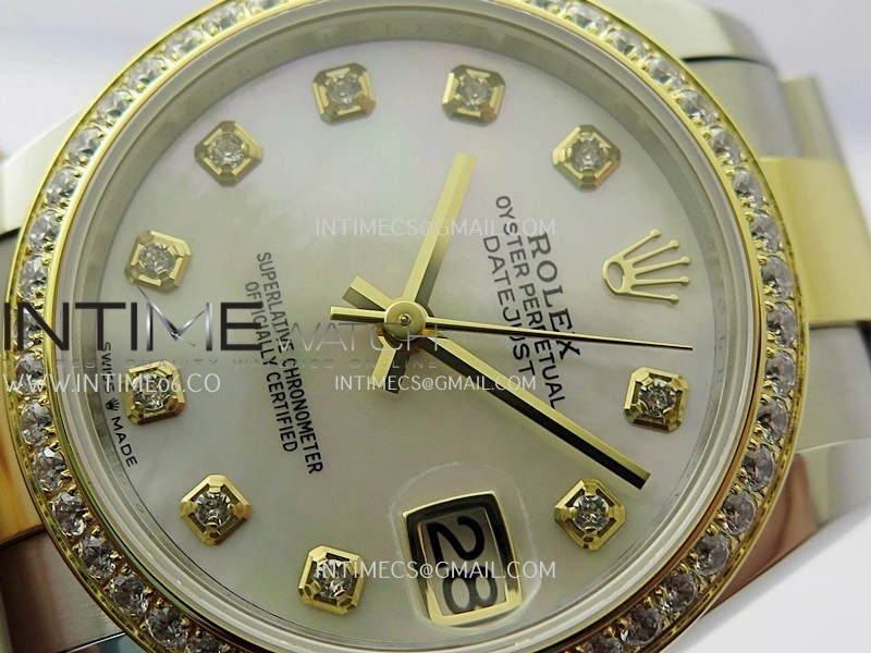 DateJust 31mm 904L SS YG AR+F Best Edition White MOP Dial Diamond Marker On 904L SS YG Oyster Bracelet A2236