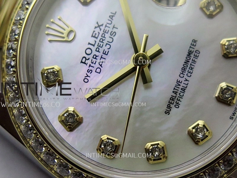 DateJust 31mm 904L SS YG AR+F Best Edition White MOP Dial Diamond Marker On 904L SS YG Oyster Bracelet A2236