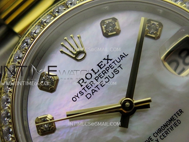 DateJust 31mm 904L SS YG AR+F Best Edition White MOP Dial Diamond Marker On 904L SS YG Oyster Bracelet A2236