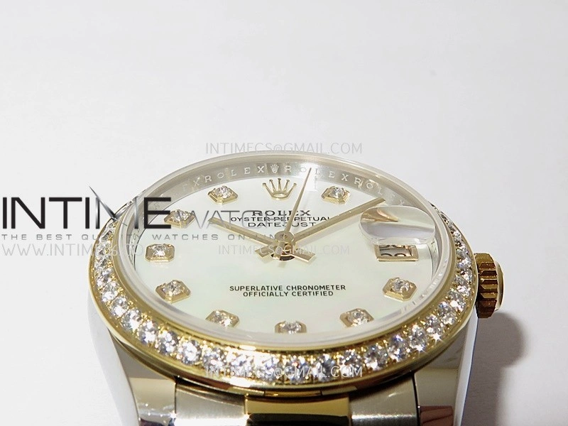 DateJust 31mm 904L SS YG AR+F Best Edition White MOP Dial Diamond Marker On 904L SS YG Oyster Bracelet A2236