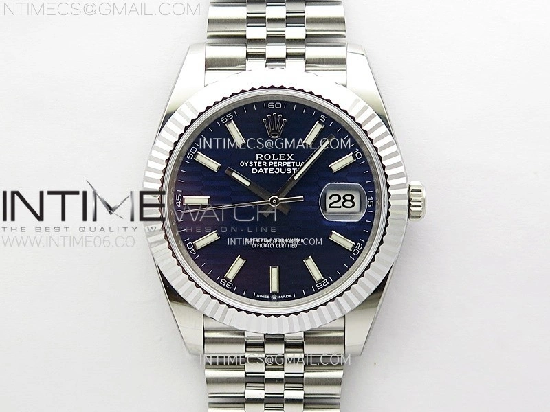 DateJust 41mm 126334 904 SS AR+F V2 1:1 Best Edition Blue Fluted Dial Sticks Markers on Jubilee Bracelet DD3235