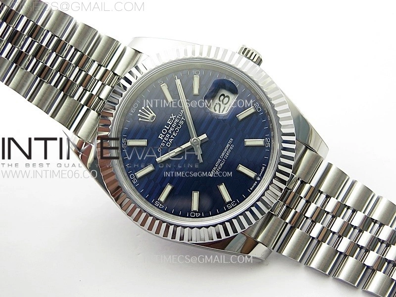 DateJust 41mm 126334 904 SS AR+F V2 1:1 Best Edition Blue Fluted Dial Sticks Markers on Jubilee Bracelet DD3235