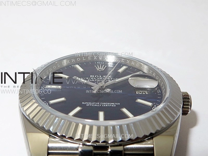 DateJust 41mm 126334 904 SS AR+F V2 1:1 Best Edition Blue Fluted Dial Sticks Markers on Jubilee Bracelet DD3235