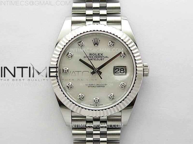 DateJust 41mm 126334 904 SS AR+F V2 1:1 Best Edition White MOP Dial Diamonds Markers on Jubilee Bracelet DD3235