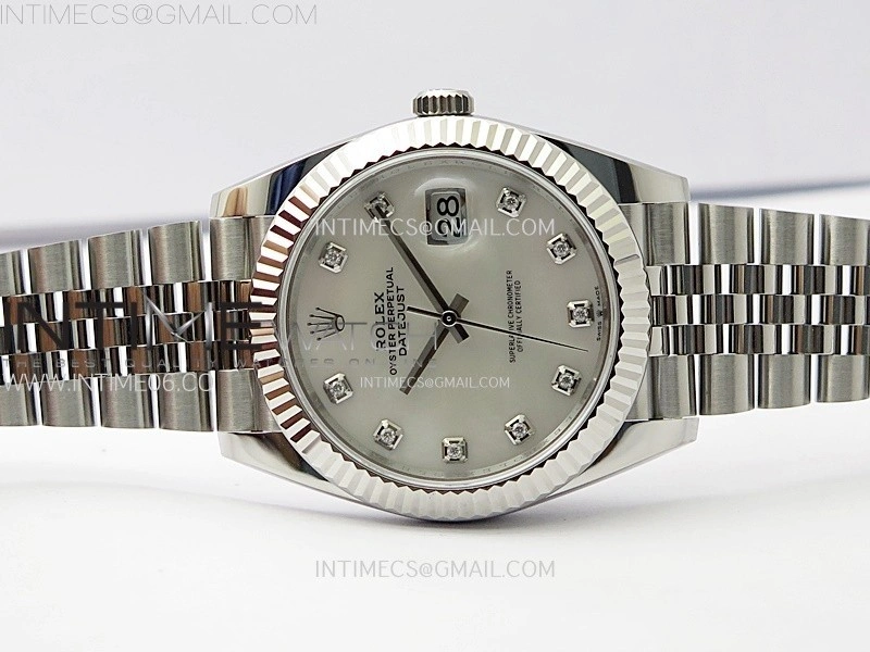 DateJust 41mm 126334 904 SS AR+F V2 1:1 Best Edition White MOP Dial Diamonds Markers on Jubilee Bracelet DD3235