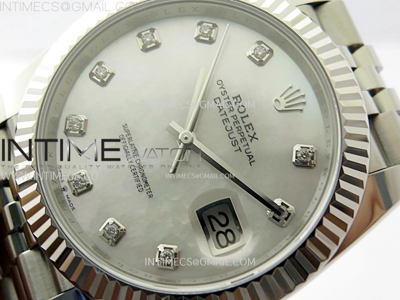 DateJust 41mm 126334 904 SS AR+F V2 1:1 Best Edition White MOP Dial Diamonds Markers on Jubilee Bracelet DD3235