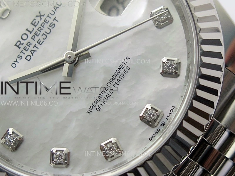 DateJust 41mm 126334 904 SS AR+F V2 1:1 Best Edition White MOP Dial Diamonds Markers on Jubilee Bracelet DD3235