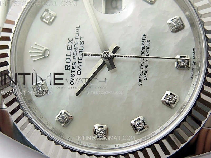DateJust 41mm 126334 904 SS AR+F V2 1:1 Best Edition White MOP Dial Diamonds Markers on Jubilee Bracelet DD3235