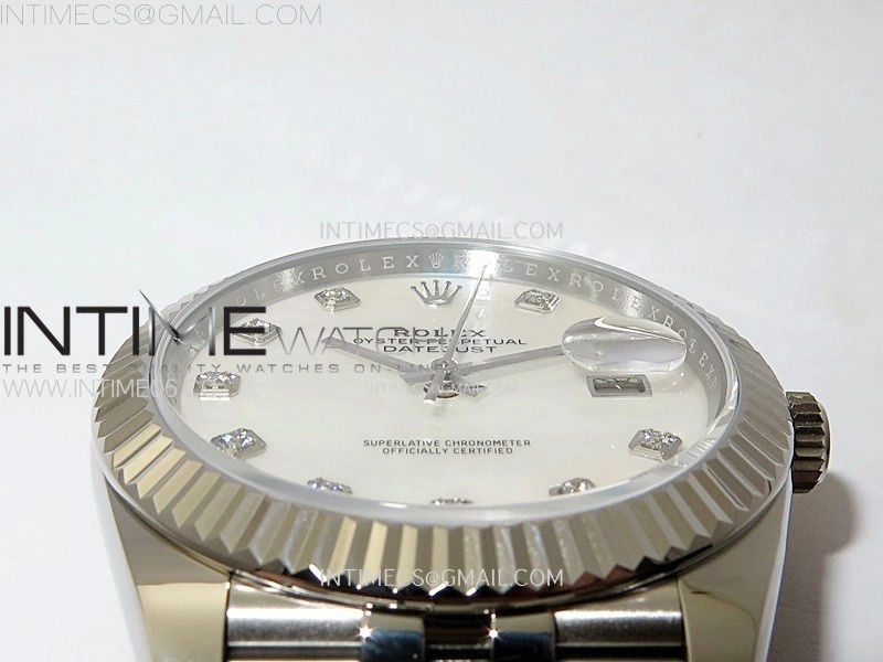 DateJust 41mm 126334 904 SS AR+F V2 1:1 Best Edition White MOP Dial Diamonds Markers on Jubilee Bracelet DD3235