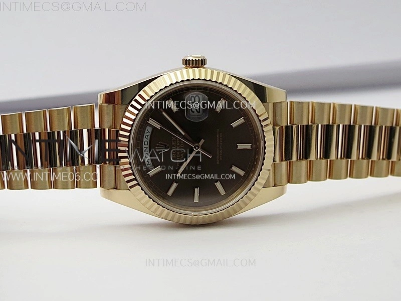 Day Date 228235 40mm 904L RG 1:1 AR+F Best Edition Brown Dial Sticks Markers on RG President Bracelet SA3255