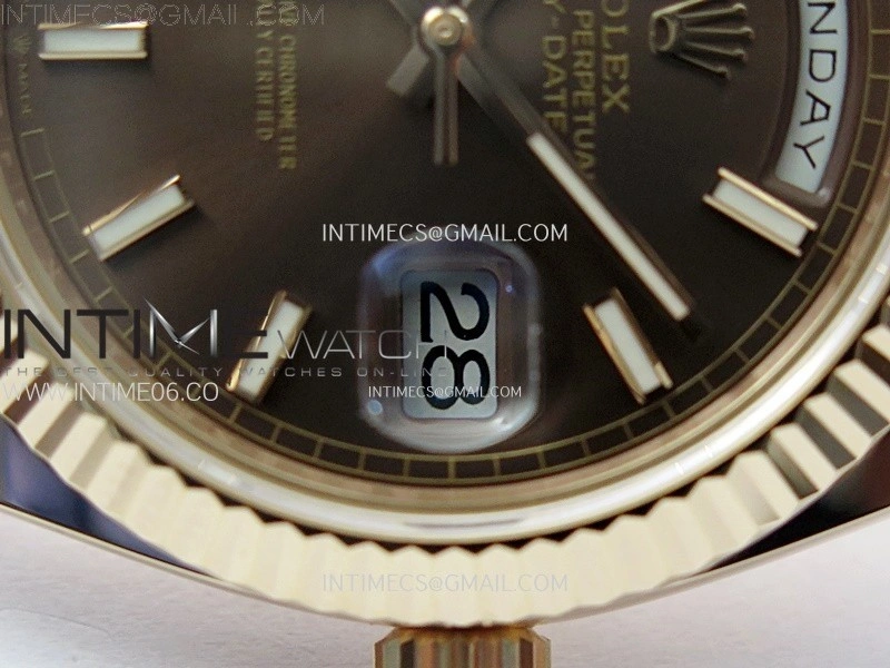 Day Date 228235 40mm 904L RG 1:1 AR+F Best Edition Brown Dial Sticks Markers on RG President Bracelet SA3255
