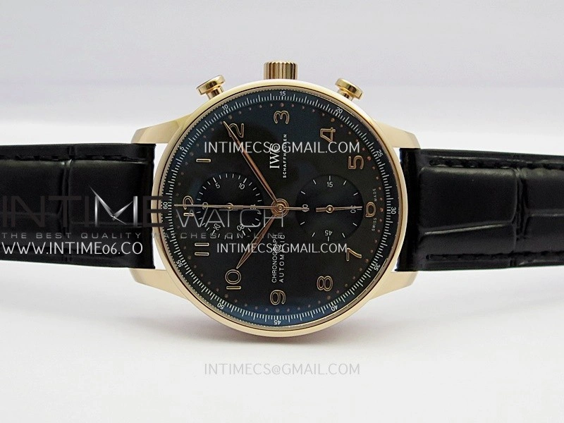 Portuguese Chrono IW371611 RG APSF 1:1 Best Edition Gray Dial On Black Leather Strap Asian Super Clone 69355