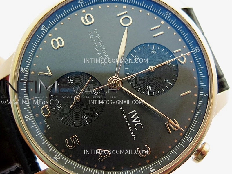 Portuguese Chrono IW371611 RG APSF 1:1 Best Edition Gray Dial On Black Leather Strap Asian Super Clone 69355