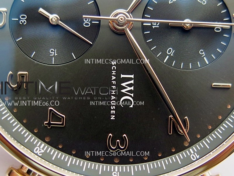Portuguese Chrono IW371611 RG APSF 1:1 Best Edition Gray Dial On Black Leather Strap Asian Super Clone 69355