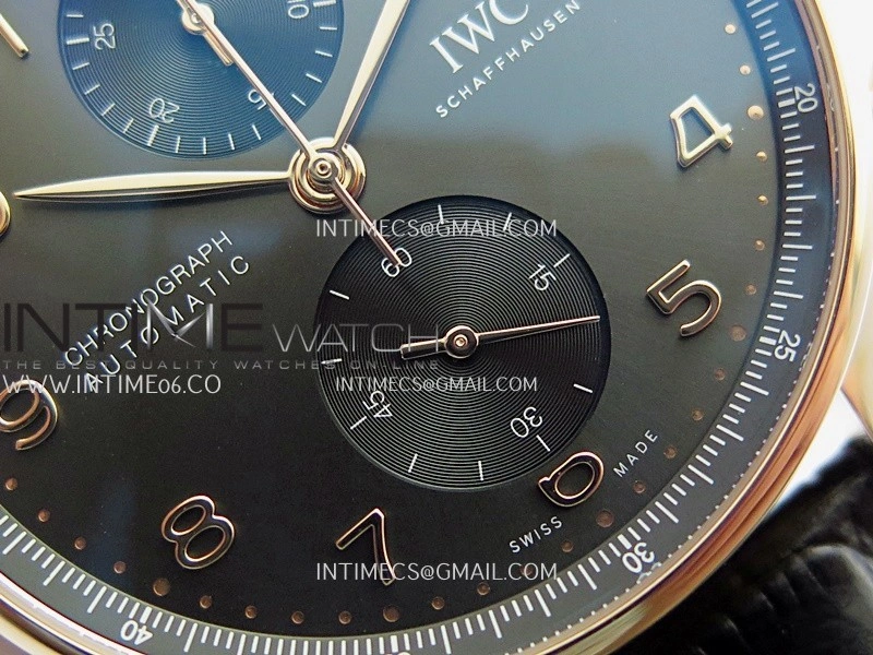 Portuguese Chrono IW371611 RG APSF 1:1 Best Edition Gray Dial On Black Leather Strap Asian Super Clone 69355