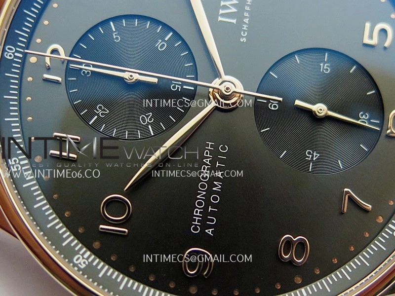 Portuguese Chrono IW371611 RG APSF 1:1 Best Edition Gray Dial On Black Leather Strap Asian Super Clone 69355