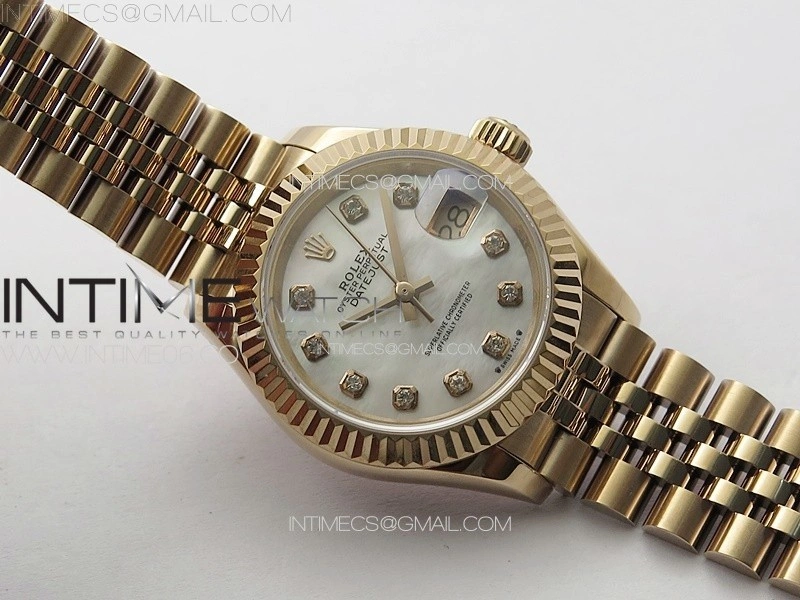 Datejust 28mm 279179 RG APSF Best Edition White MOP Dial Crystals Markers on SS Jubilee Bracelet NH05