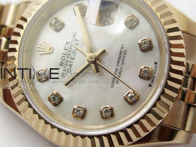 Datejust 28mm 279179 RG APSF Best Edition White MOP Dial Crystals Markers on SS Jubilee Bracelet NH05
