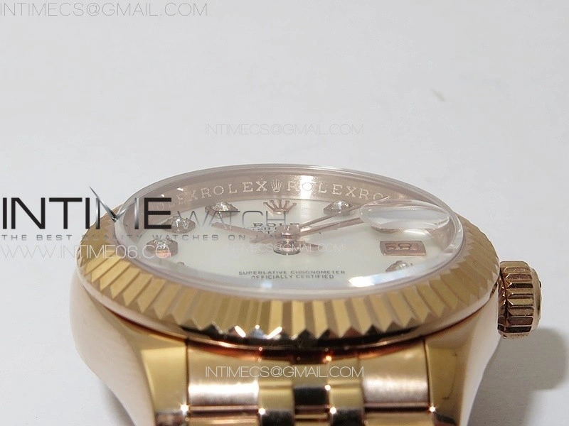 Datejust 28mm 279179 RG APSF Best Edition White MOP Dial Crystals Markers on SS Jubilee Bracelet NH05