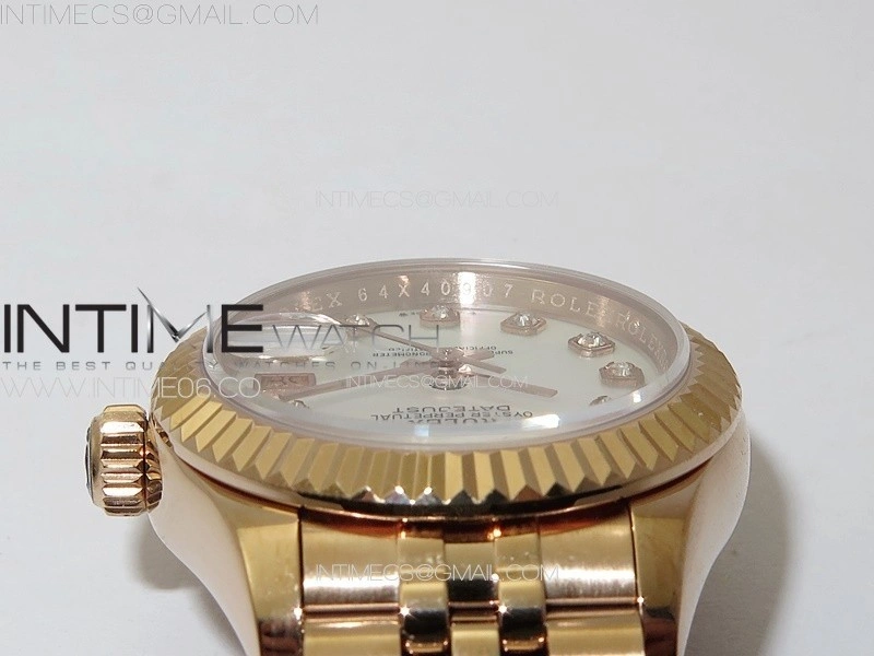 Datejust 28mm 279179 RG APSF Best Edition White MOP Dial Crystals Markers on SS Jubilee Bracelet NH05