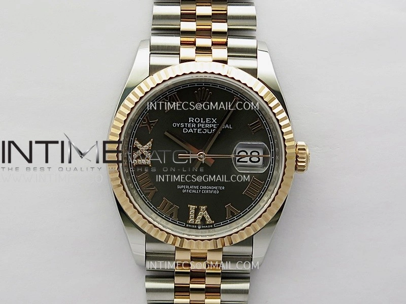 DateJust 126233 36mm 904L SS RG AR+F 1:1 Best Edition Gray Dial Roman Diamond Marker On Jubilee Bracelet DD3235