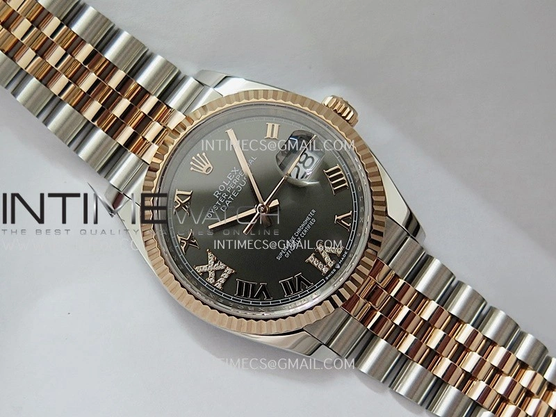 DateJust 126233 36mm 904L SS RG AR+F 1:1 Best Edition Gray Dial Roman Diamond Marker On Jubilee Bracelet DD3235