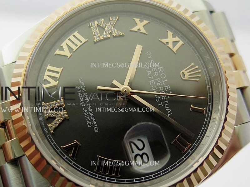 DateJust 126233 36mm 904L SS RG AR+F 1:1 Best Edition Gray Dial Roman Diamond Marker On Jubilee Bracelet DD3235