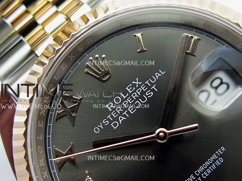 DateJust 126233 36mm 904L SS RG AR+F 1:1 Best Edition Gray Dial Roman Diamond Marker On Jubilee Bracelet DD3235