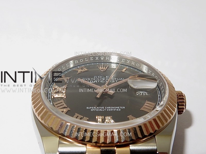 DateJust 126233 36mm 904L SS RG AR+F 1:1 Best Edition Gray Dial Roman Diamond Marker On Jubilee Bracelet DD3235