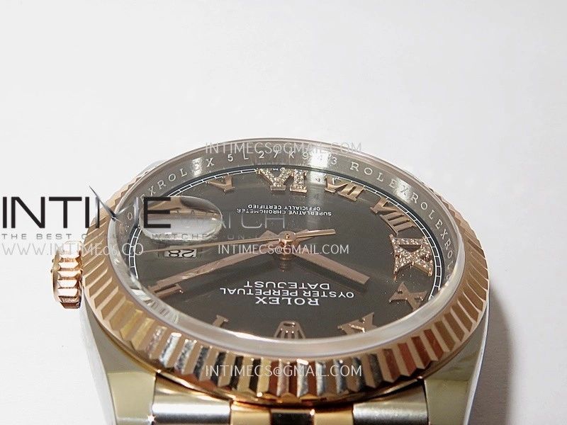 DateJust 126233 36mm 904L SS RG AR+F 1:1 Best Edition Gray Dial Roman Diamond Marker On Jubilee Bracelet DD3235