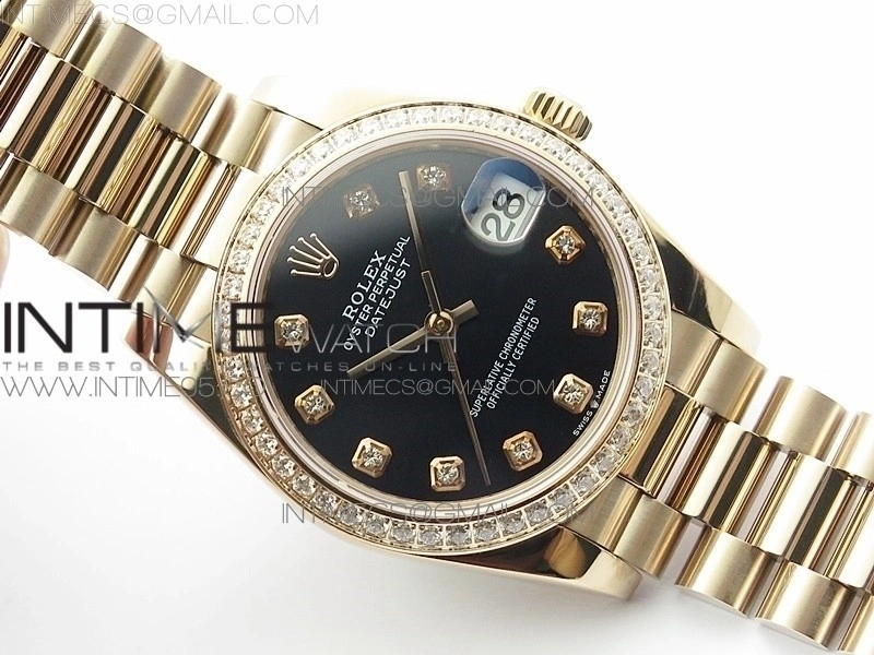 Datejust 31mm 278275 RG Dia Bezel BP Best Edition Black Crystal Markers Dial on RG President Bracelet