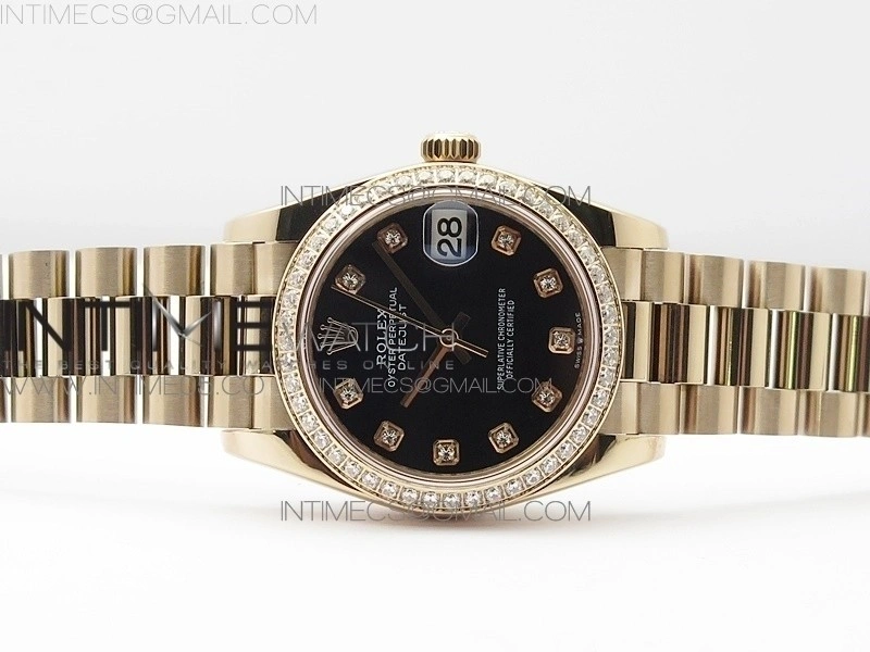 Datejust 31mm 278275 RG Dia Bezel BP Best Edition Black Crystal Markers Dial on RG President Bracelet