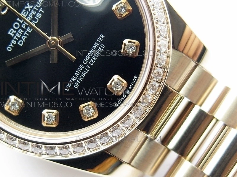 Datejust 31mm 278275 RG Dia Bezel BP Best Edition Black Crystal Markers Dial on RG President Bracelet