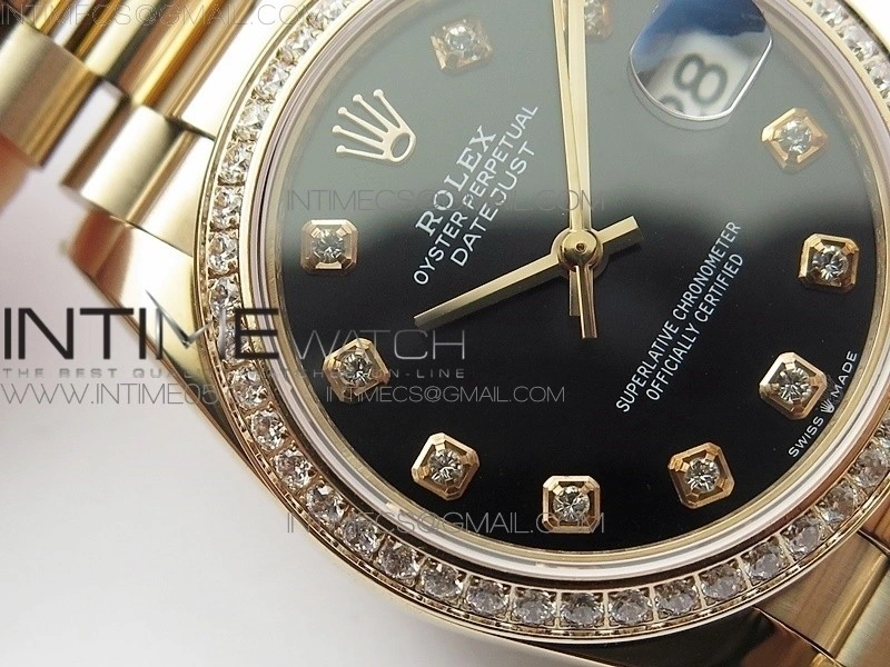 Datejust 31mm 278275 RG Dia Bezel BP Best Edition Black Crystal Markers Dial on RG President Bracelet