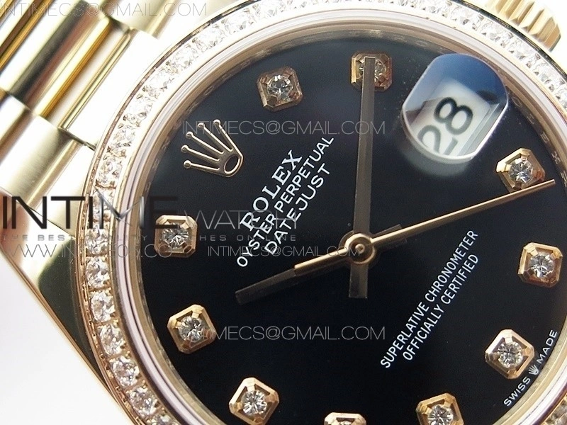 Datejust 31mm 278275 RG Dia Bezel BP Best Edition Black Crystal Markers Dial on RG President Bracelet