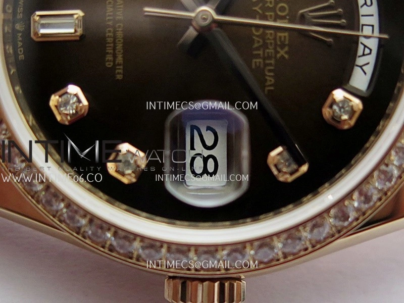 Day Date 128345 RG Gain Weight KF 1:1 Ombre Brown Dial Diamond Marker On President Bracelet A2836
