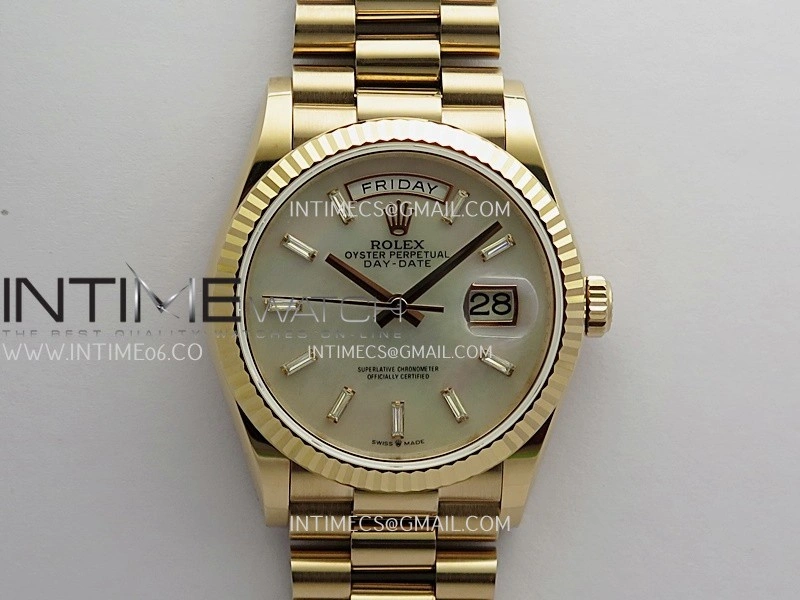 Day Date 128235 RG Gain Weight KF 1:1 White MOP Dial T Diamond Marker On President Bracelet A2836