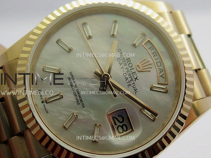 Day Date 128235 RG Gain Weight KF 1:1 White MOP Dial T Diamond Marker On President Bracelet A2836
