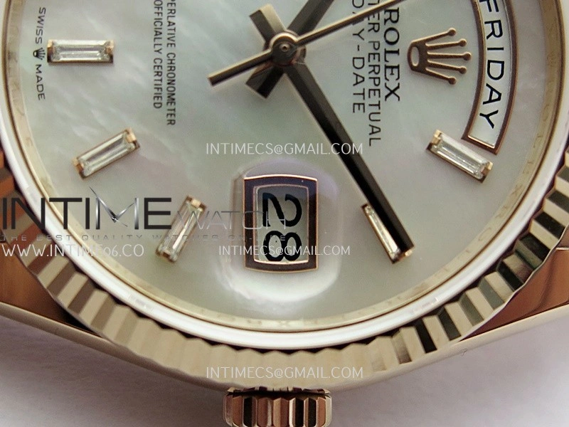 Day Date 128235 RG Gain Weight KF 1:1 White MOP Dial T Diamond Marker On President Bracelet A2836