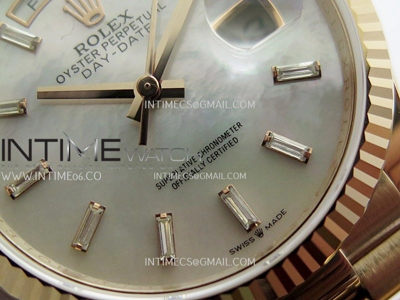 Day Date 128235 RG Gain Weight KF 1:1 White MOP Dial T Diamond Marker On President Bracelet A2836