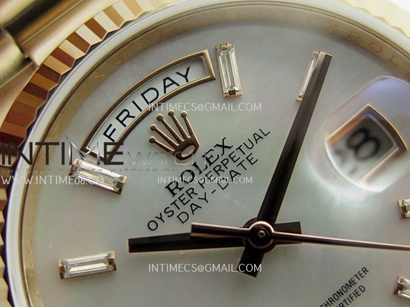 Day Date 128235 RG Gain Weight KF 1:1 White MOP Dial T Diamond Marker On President Bracelet A2836