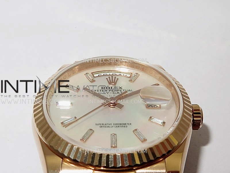 Day Date 128235 RG Gain Weight KF 1:1 White MOP Dial T Diamond Marker On President Bracelet A2836
