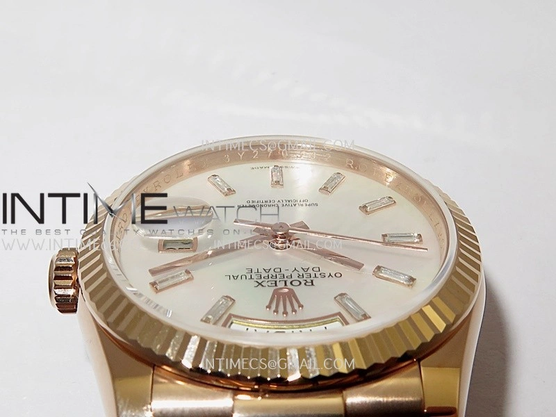 Day Date 128235 RG Gain Weight KF 1:1 White MOP Dial T Diamond Marker On President Bracelet A2836